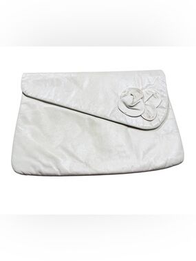 Letisse Vintage Cream Rosette Clutch Envelope Bag Asymmetrical Flap